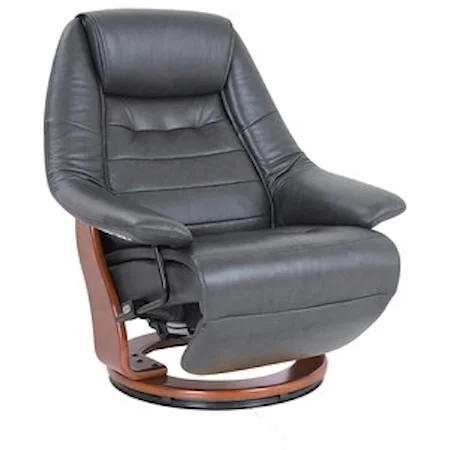 Contemporary European Style Power Reclining Chair with Wood Base